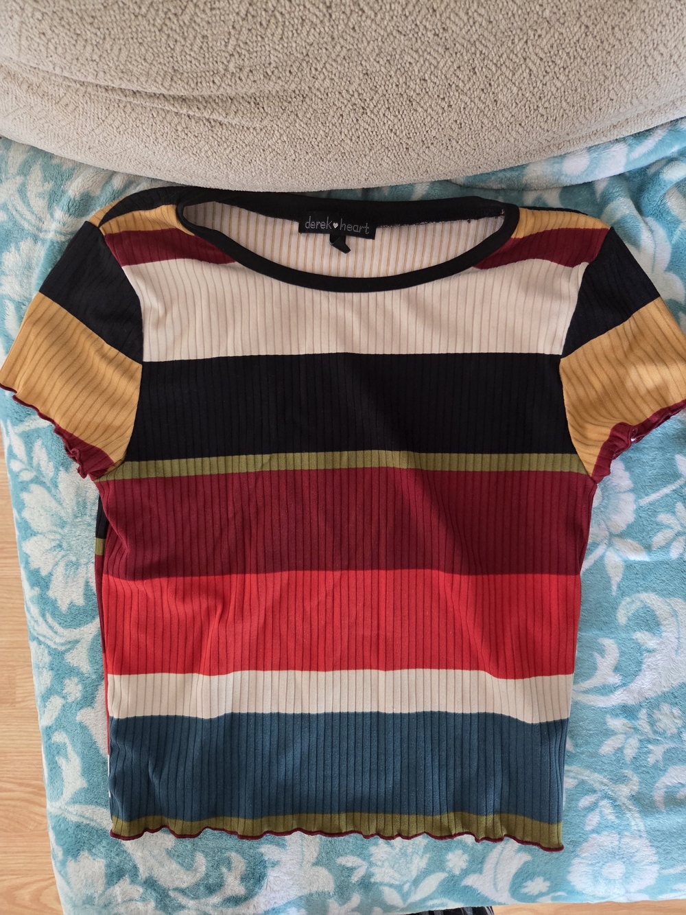 Striped Multicolor Ribbed Bedding Throw - Blue, Red, Burgundy, Black, Mustard